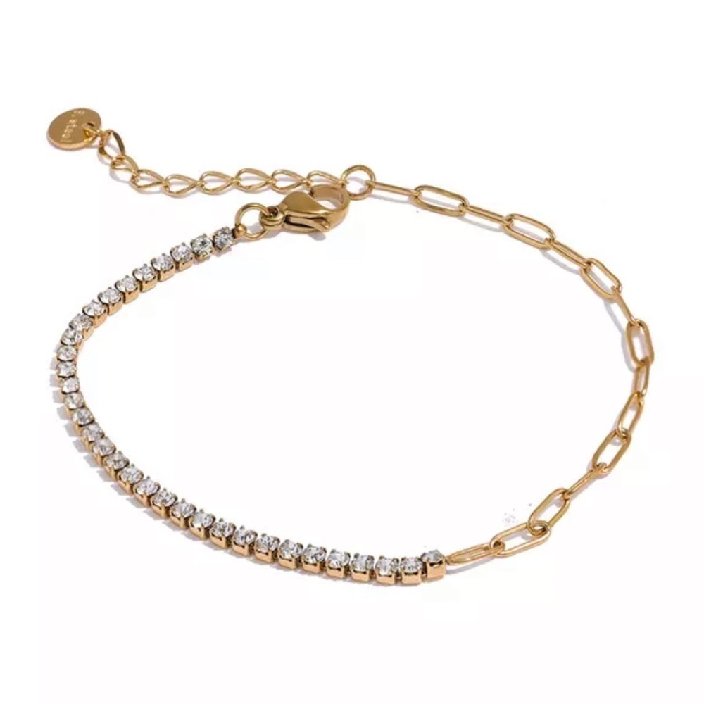 Chic Thin Chain Cubic Zirconia Bracelet Bangle 18K Gold Plated Exquisite